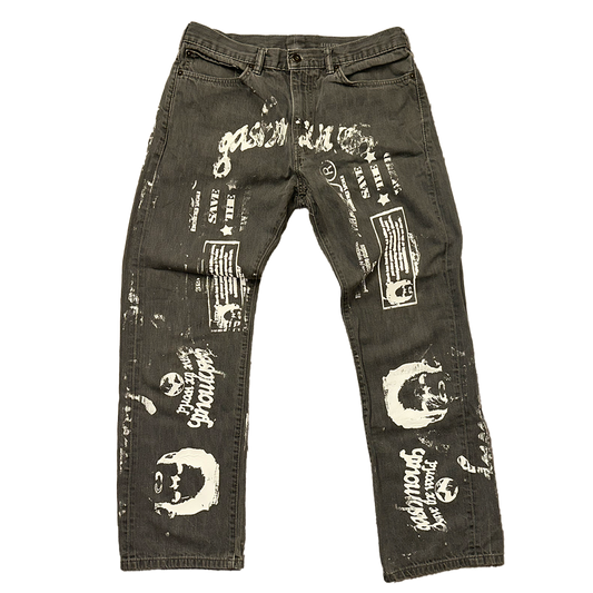 All Over Print Grey Jeans